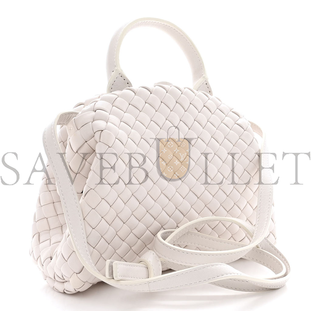 BOTTEGA VENETA NAPPA INTRECCIATO MINI TOP HANDLE SHOULDER BAG CHALK (22*17*9cm)